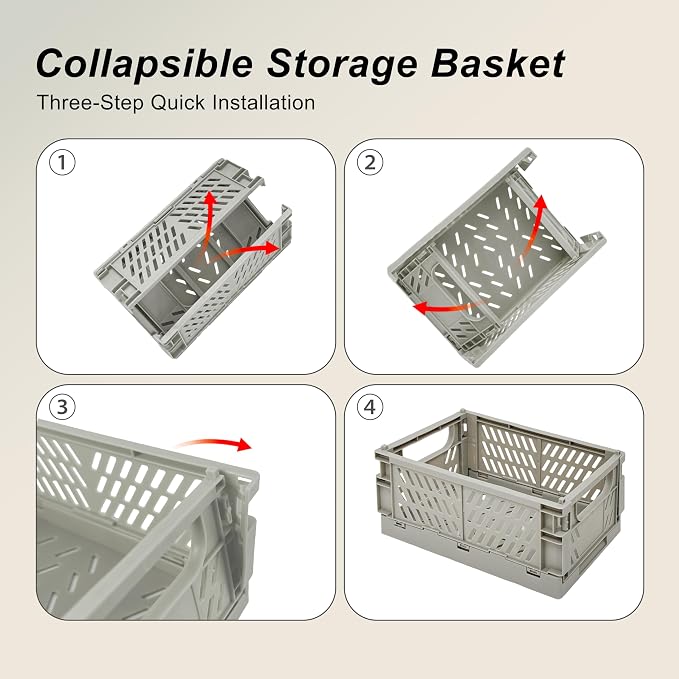 2 Pack Mini Foldable Small Plastic Baskets - Image 4