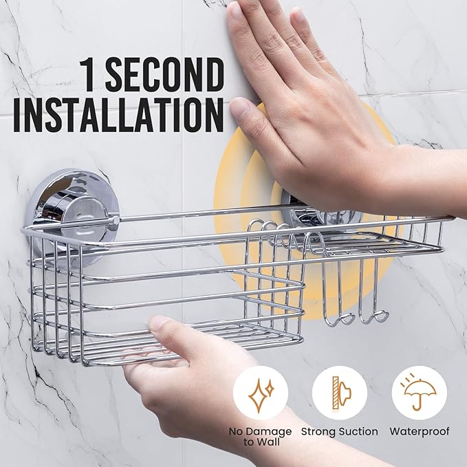 LEVERLOC Shower Caddy Suction Cup, Shelves - Image 2