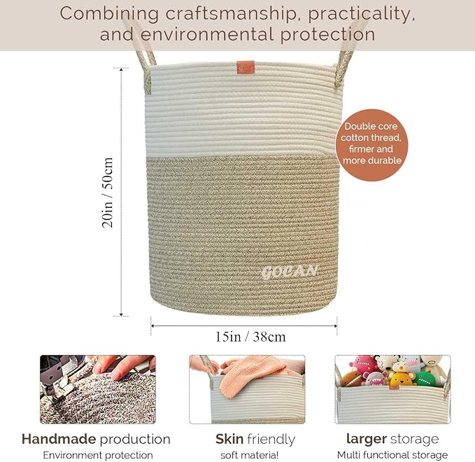 large tall sturdier Laundry Hamper Basket Woven Storage Baskets - Image 3