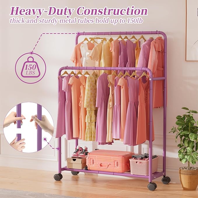Simple Trending Clothing Clothes Rack Double Rods - Image 6