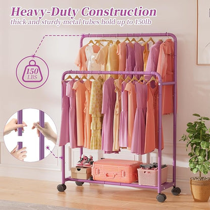 Simple Trending Clothing Clothes Rack Double Rods - Image 6
