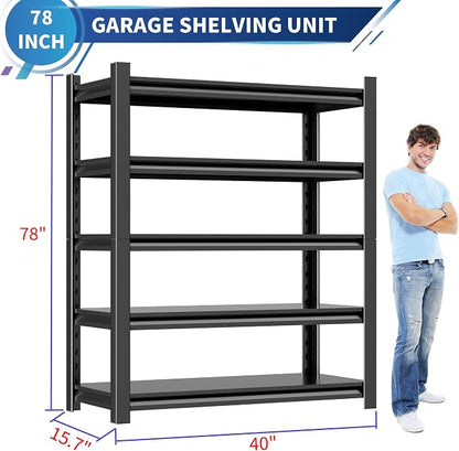 2 Sets Metal Garage Shelving Unit, 3000 lbs Industrial Shelves - Image 3