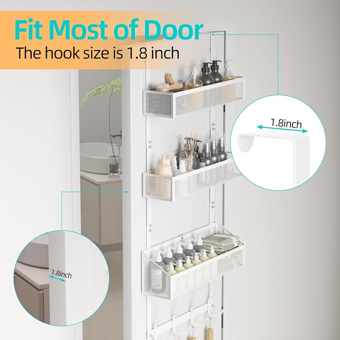 Over Door Hook Organizer 12 Hook Over The Door Organizer - Image 2