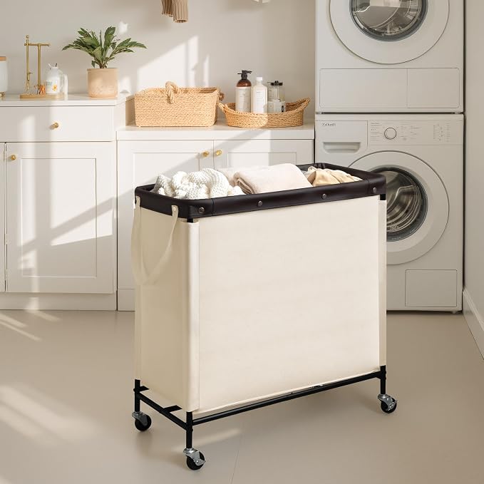StorageWorks 3 Section Laundry Hamper, Rolling Laundry Cart - Image 6