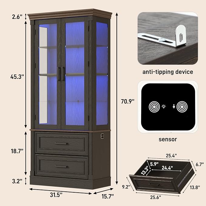 St.Mandyu 71" Tall Display Cabinet - Image 2