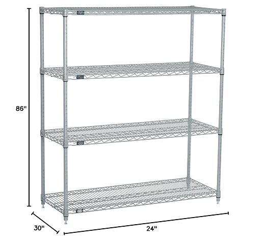 Nexel "Nexel 24"" x 30"" x 86"", 4 Tier, NSF Listed Adjustable Wire Shelving - Image 7