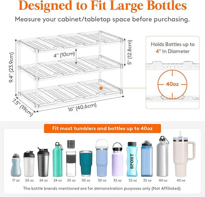 Lifewit Stackable Water Bottle Storage Organizer, Plastic Large Compartment - Image 3