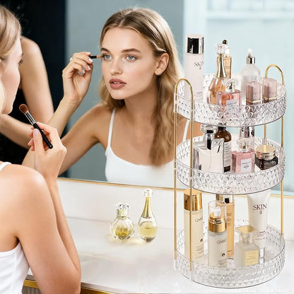 Rotating Makeup Organizer for Vanity, 3 Tier Perfume Skincare Storage for Women - Image 4
