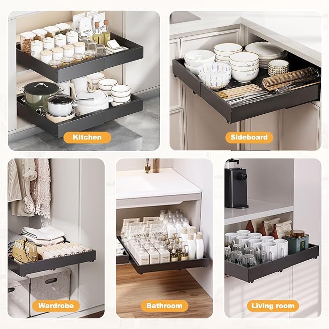 1 Pack Pull Out Cabinet Drawer, Width & Depth Expandable Slide Out Cabinet - Image 7