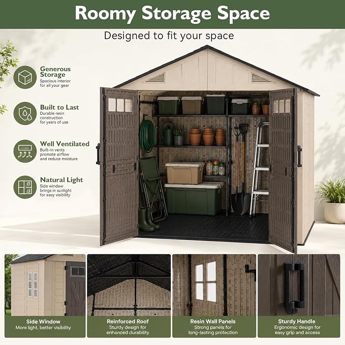 Aoxun 8x6 Ft Outdoor Storage Shed - Image 8