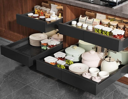 4 Pack Pull Out Cabinet Organizer Expandable Width and Depth, Slide Out Drawers by Seinloes