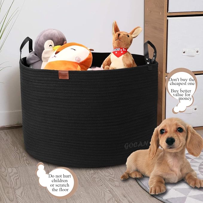 Extra Large Storage Laundry Basket 22" X 22"X 14" Cotton Rope Woven - Image 2