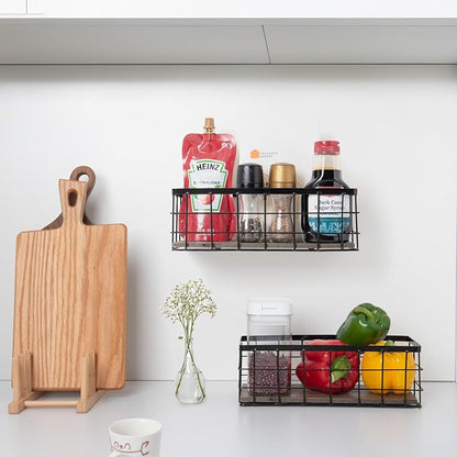 ROSE BLOOM Small Metal Wire Storage Basket, Decorative Wood Base Organizer Bins - Image 6