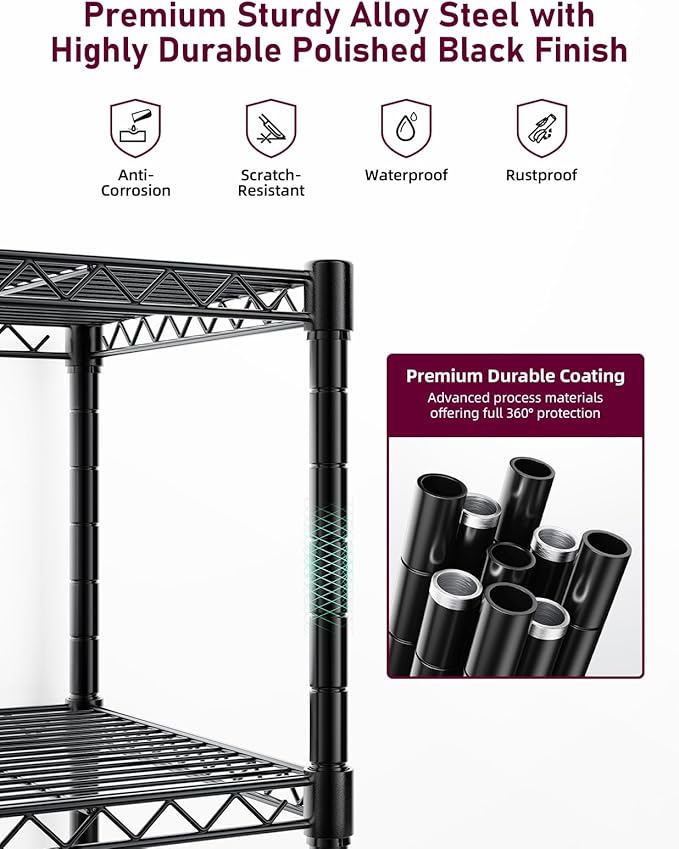 Simple Deluxe 5-Tier Heavy Duty Storage Shelving Unit, 1250 Lbs Loading Capacity - Image 5