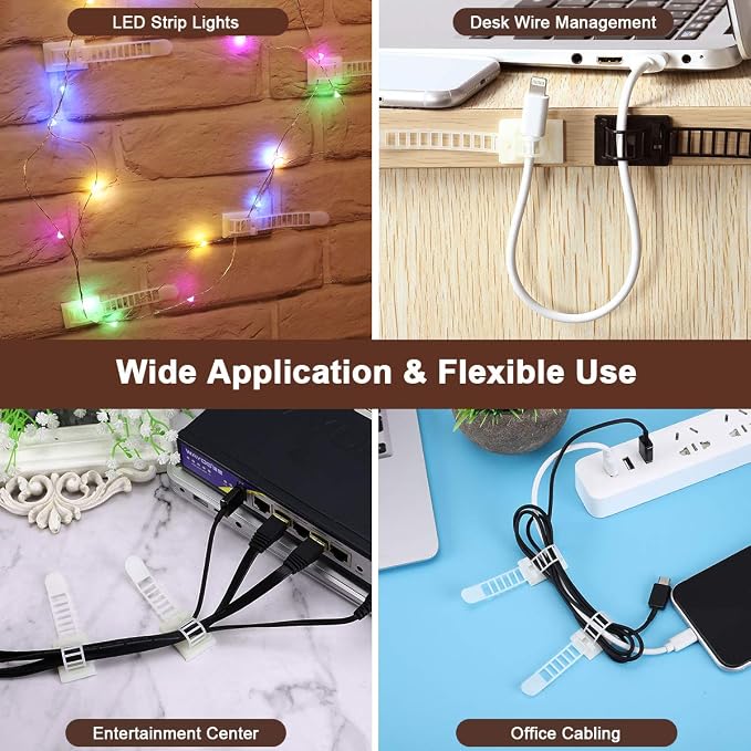 Adhesive Cable Management Clips, Extra Screw & Hole - Image 6