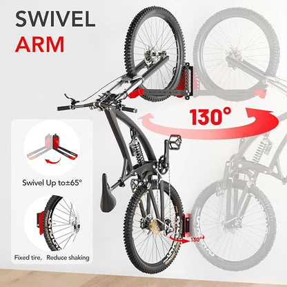 2-Pack Swivel Bike Rack Wall Mount, Bike Hangers - Image 4