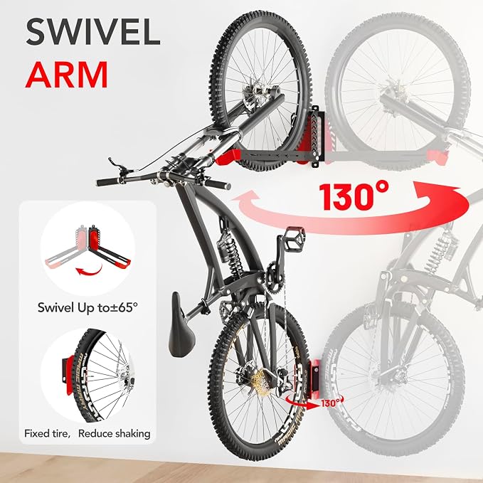 Swivel Bike Rack Wall Mount, Bike Hangers - Image 4