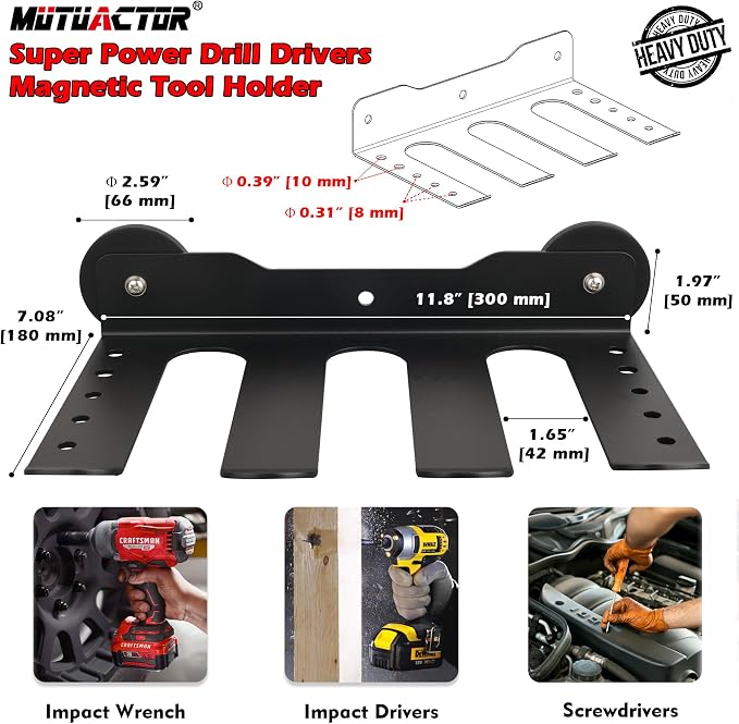 MUTUACTOR Super Power Tool Organizer Heavy Duty, Magnetic Mount Drill Holder - Image 5