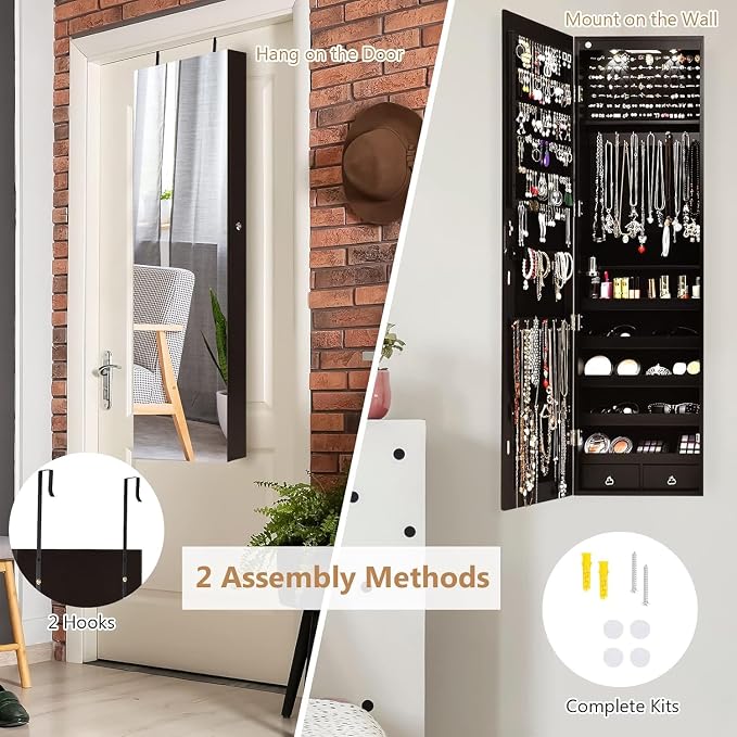 HAPPYGRILL Over the Door Jewelry Organizer, Hanging Jewelry Storage Cabinet - Image 2
