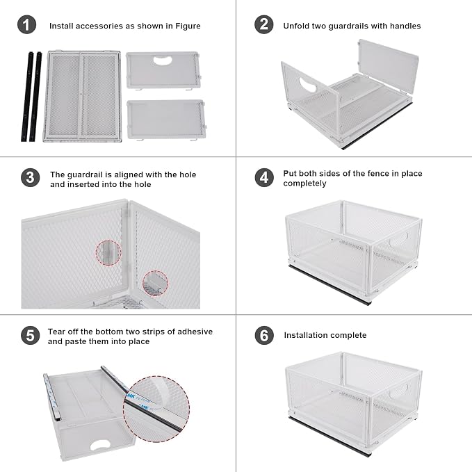 Sliding Cabinet Basket Organizer Drawer Self Adhesive Slide out Pantry Shelves - Image 7