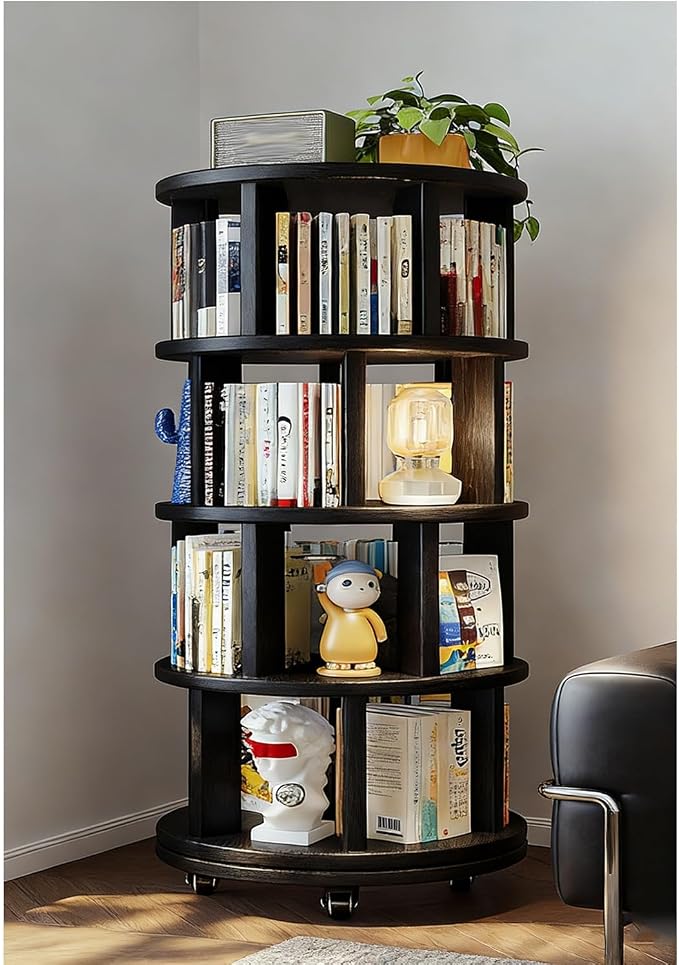 Rotating Bookshelf Tower 2/3/4/5/6 Tier Wood Rotating Bookshelf Wooden Book by Unknown
