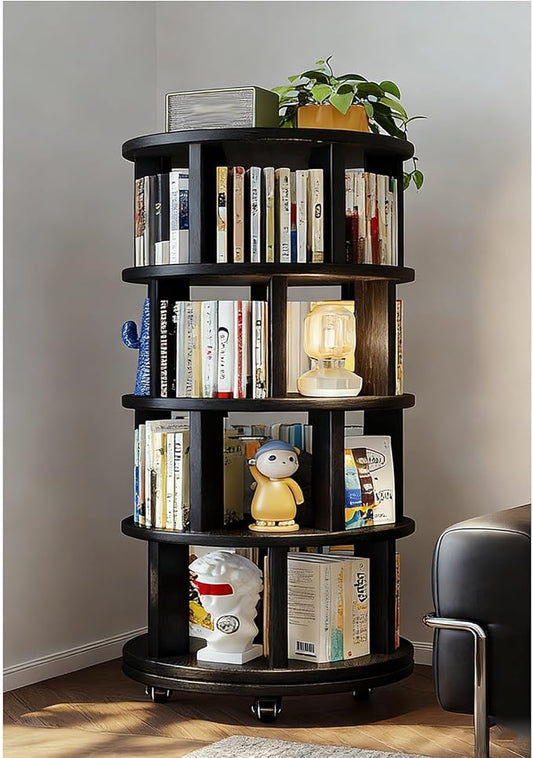 Rotating Bookshelf Tower 2/3/4/5/6 Tier Wood Rotating Bookshelf Wooden Book by Unknown