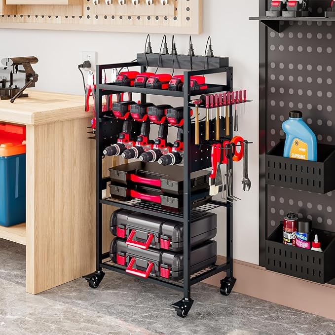 INGIORDAR Large Power Tool Organizer Storage Cart - Image 2
