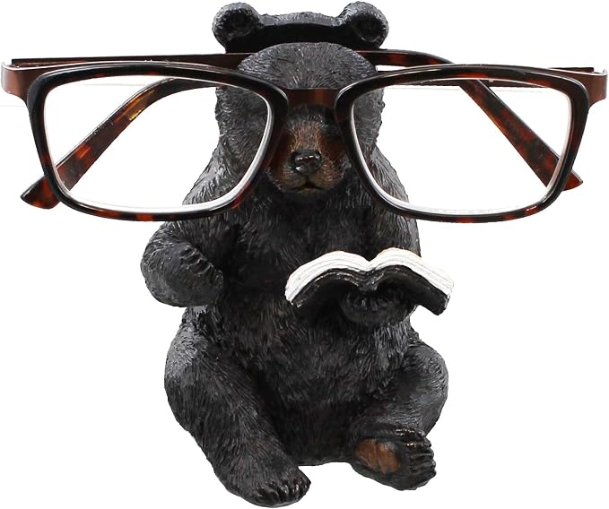 Whimsical Sitting Bear Reading Book Eyeglasses Holder Stand - Image 2