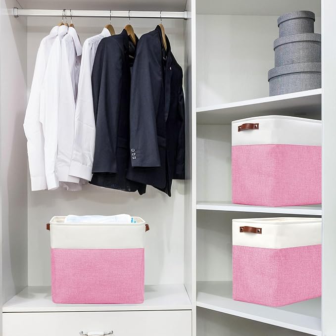 Large Fabric Storage Baskets | 50L Storage Bins, Decorative Linen Closet Baskets - Image 2