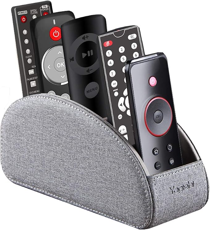TV Remote Control Holder with 5 Compartments, Pu Leather Remote Caddy/Box/Tray by YAPISHI