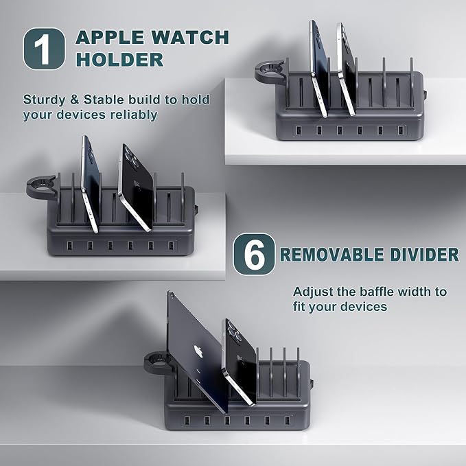 Charging Station for Multiple Devices, 6 in 1 Charger Station Multiple Charging - Image 4