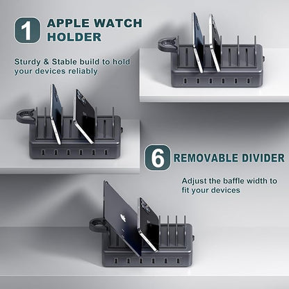 Charging Station for Multiple Devices, 6 in 1 Charger Station Multiple Charging - Image 4