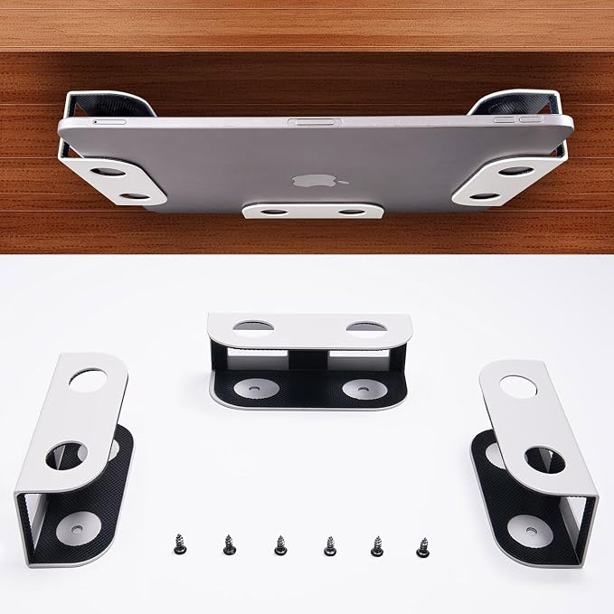 BYMECOST Under Desk Laptop Mount, Metal Under Desk Storage Holder, by BYMECOST