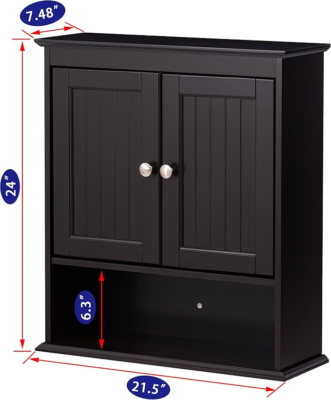 Spirich Bathroom Wall Cabinet Over Toilet, Small Medicine Cabinet Espresso | - Image 3