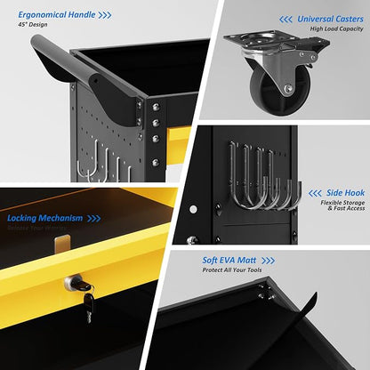 3 Tier Heavy Duty Rolling Tool Cart on Wheels - Image 4