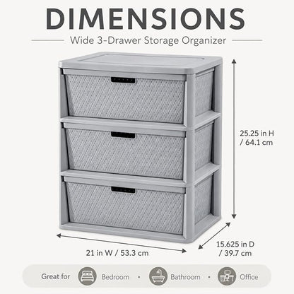 Wide 3-Drawer Plastic Storage Tower - Image 2
