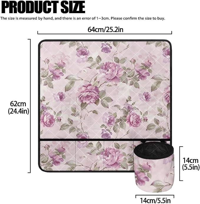 Pink Rose Floral Sewing Machine Mat Non Slip Stitching Device Carrying Pad - Image 4