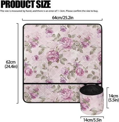Pink Rose Floral Sewing Machine Mat Non Slip Stitching Device Carrying Pad - Image 4