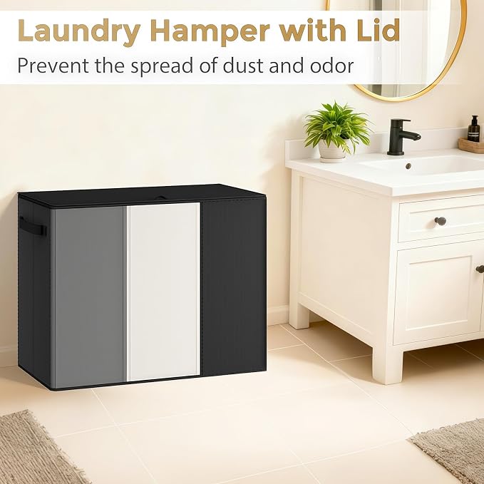 180L Laundry Hamper 3 Section, Large Laundry Basket - Image 6
