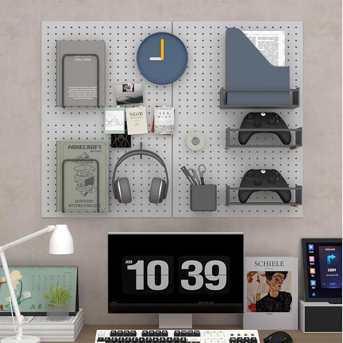 Peg Board, 4 Pack Metal Pegboard Panels, PegBoard Wall Organizer - Image 8