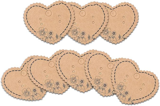 Grenali 100 Brown Heart Shape Earring Display Cards, Kraft Paper Jewelry Cards by Unknown