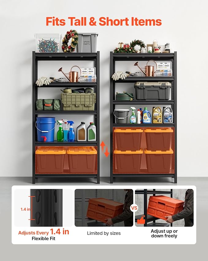 VEVOR Storage Shelves, 5-Tier Adjustable, 3000 lbs Capacity, Heavy Duty Garage - Image 4