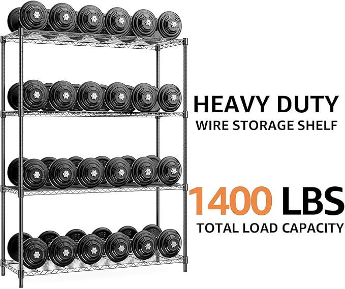 1400 lbs 4 Tier Storage Rack Metal Wire Shelving Unit, Storage Standing - Image 8