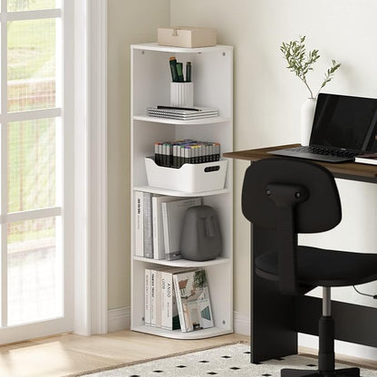 Furinno Pasir 4-Tier Corner Open Shelf Bookcase - Image 2