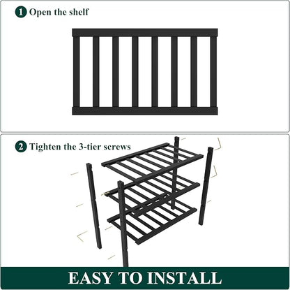 Smiry Bamboo Shoe Rack for Closet, 3 Tier Small Wooden Stackable Shoe Organizer - Image 6