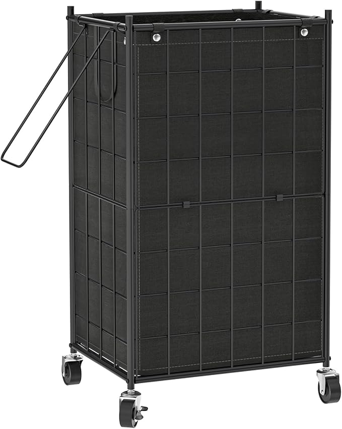 WOWLIVE Laundry Hamper with Wheels, Metal Wire Frame Rolling Laundry Basket by WOWLIVE
