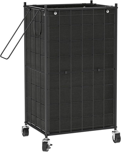 WOWLIVE Laundry Hamper with Wheels, Metal Wire Frame Rolling Laundry Basket by WOWLIVE