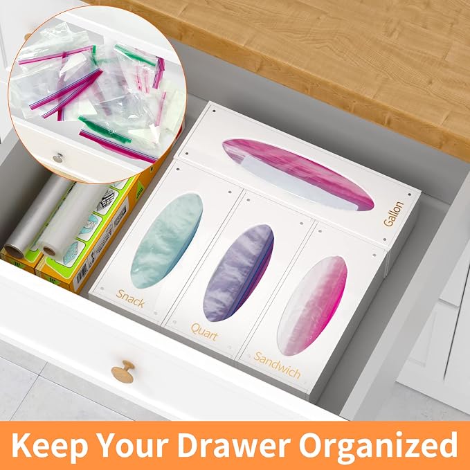 FEMELI Food Bag Storage Organizer, Acrylic Kitchen Drawer Baggie Box, Compatible - Image 3