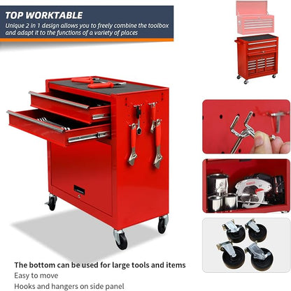 8-Drawer High Capacity Rolling Tool Chest, Removable Cabinet Storage Tool Box - Image 5