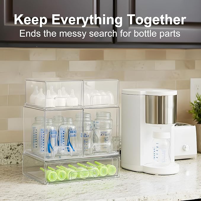 Bottle Storage Organizer Baby: Clear Stackable Storage Drawers, Acrylic Bottles - Image 3